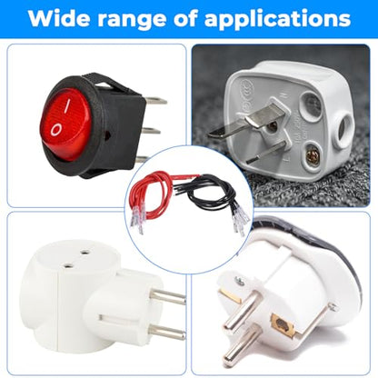 30Pcs 2.8mm 4.8mm and 6.3mm Female Spade Crimp Terminal with Insulating Sleeve and Wire, Red+Black Quick Splice Connector Kit for Speaker Wire, Crimp Terminal Assortment with 20cm Wires