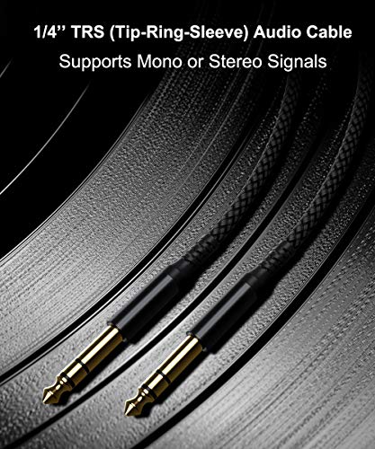RUXELY Straight 6.35mm TRS Instrument Cable 30FT 2-Pack and Angle 6.35mm TRS Instrument Cable 30FT 2-Pack