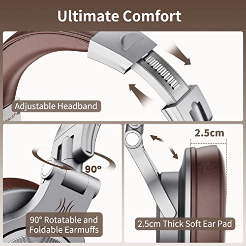 OneOdio A71 Hi-Res Wired Over-Ear Studio Headphones for DJ, Mixing - Silver - color: Silver Brown