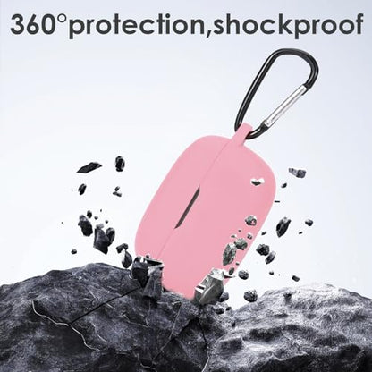 Silicone Case for JBL Vibe Beam 2, JBL Vibe Beam, JBL Vibe 200TWS True Wireless Headphones, Premium Shockproof Case Cover with Carabiner. (Pink) - color: Pink