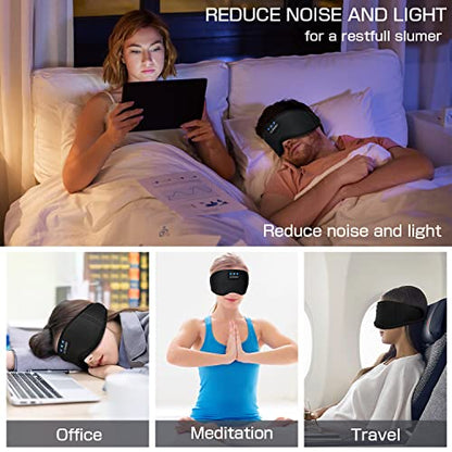 Sleep Headphones Sleep Mask with Bluetooth Headphones, LC-dolida Eye Mask for Sleeping Eye Pillow Sleeping Headphones for Side Sleepers Thin Speaker Cool Gadgets Gifts for Men&Women - color: Black Silk