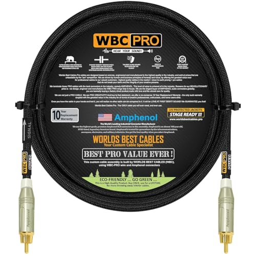 4 Foot - WBC-PRO-Quad Ultra-Silent, Ultra-Flexible, Star-Quad Center-Channel, Subwoofer Cable with Amphenol ACPR-SWH Die-Cast, Gold Plated RCA Connectors & Black Tweed Jacket – Directional Design