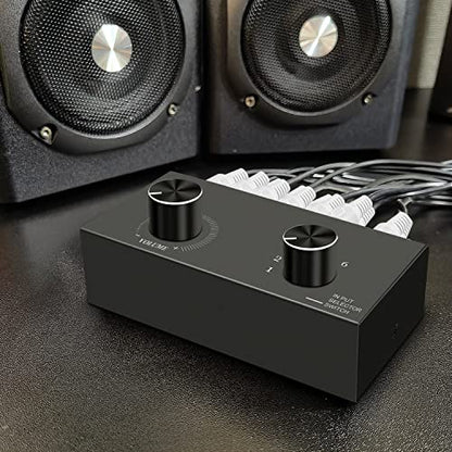 6-Channel RCA Audio Switcher 6 Input-1Output Audio Selector Passive Stereo Selector Box Compatible Home Theater, HDTV, Amplifiers, Hi-Fi Systems, Speakers etc. - style: 6-Channel RCA Audio Switcher