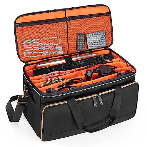 Trunab Large Travel DJ Cable File Bag with Inner Detachable Divider | with Padded Compartment for 15.6” Laptop, Cable Organizer Bag for Cords, Sound Equipment, DJ Gear, Musician Accessories