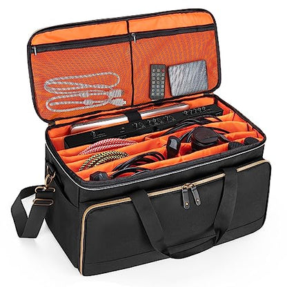 Trunab Large Travel DJ Cable File Bag with Inner Detachable Divider | with Padded Compartment for 15.6” Laptop, Cable Organizer Bag for Cords, Sound Equipment, DJ Gear, Musician Accessories