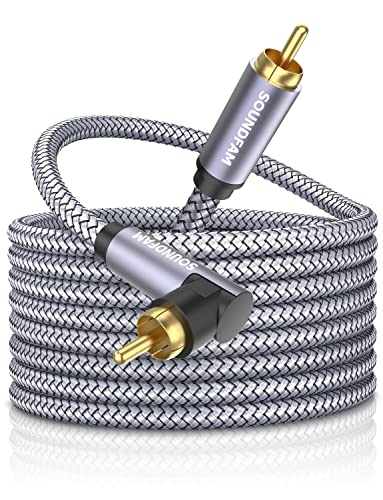 90 Degree Subwoofer Cable 26ft/8M,Right Angle RCA Cable Male to Male for Subwoofer，Amplifier-Grey - size: 26ft/8M, style: 90 Degree RCA to RCA