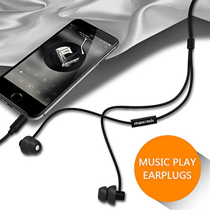 MAXROC Sleep Earplugs - Noise Isolating Ear Plugs Sleep Earbuds Headphones with Unique Total Soft Silicone Perfect for Insomnia, Side Sleeper, Snoring, Air Travel, Meditation & Relaxation(Black) - color: Black