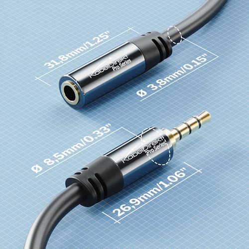 KabelDirekt – Headset 3.5mm Extension Cable – 6ft | Our CTIA-standard headset extension cable with 3.5mm/aux connectors (male to female) transmits audio signals in brilliant - size: 6 feet