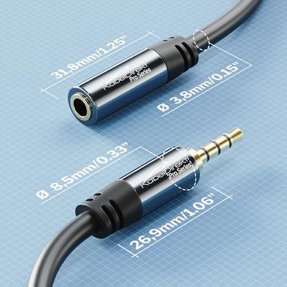 KabelDirekt – Headset 3.5mm Extension Cable – 6ft | Our CTIA-standard headset extension cable with 3.5mm/aux connectors (male to female) transmits audio signals in brilliant - size: 6 feet
