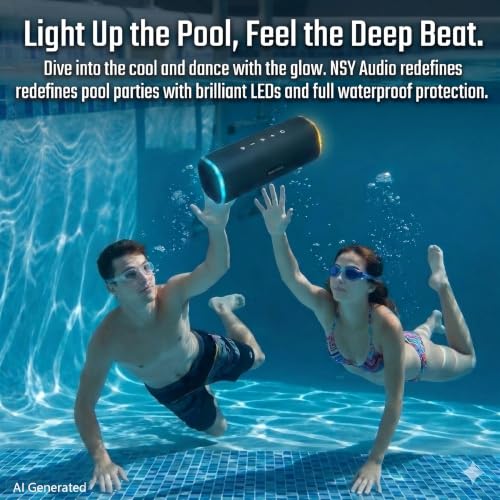 Bluetooth Shower Speaker, IPX7 Waterproof Pool Speaker | Interactive Tap-to-Play Drum Beats, 25H Playtime, LED Lights, Built-in Mic for Hands-Free Calls in Bathroom, Blue - color: Blue