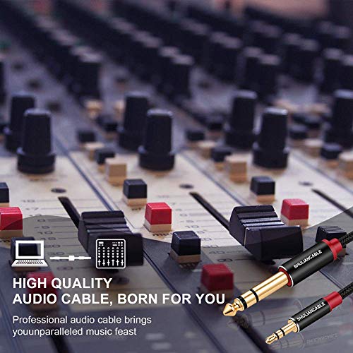 SHULIANCABLE 3.5mm to 6.35mm Stereo Audio Cable, 6.35 1/4" Male to 3.5 1/8" Male TRS Stereo Audio Cable for Guitar,iPod, Laptop, Home Theater Devices,Smartphones,and Amplifiers (3.3Ft/1M) | 6.35 1/4" to 3.5 1/8" Male TRS Stereo Audio Cable for Guitar,iPod