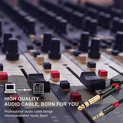 SHULIANCABLE 3.5mm to 6.35mm Stereo Audio Cable, 6.35 1/4" Male to 3.5 1/8" Male TRS Stereo Audio Cable for Guitar,iPod, Laptop, Home Theater Devices,Smartphones,and Amplifiers (3.3Ft/1M) | 6.35 1/4" to 3.5 1/8" Male TRS Stereo Audio Cable for Guitar,iPod