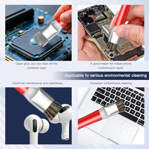 ESD Safe Anti-Static IC Cleaning Brush Tool -2Pcs Double Head Motherboard Hard Brush for IC Glue Removal,PCB Cleaning, Circuit Board Maintenance,Mobile Phone Repair - Red - color: red