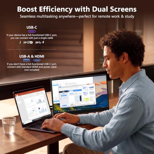 ForHelp 18.5 Inch 100Hz Portable Display, 1920x1080 16:9 FHD Monitor with Built-in Stand and Speakers, Compatible with Laptop, Mobile Phone and Game Consoles - style: 18.5"
