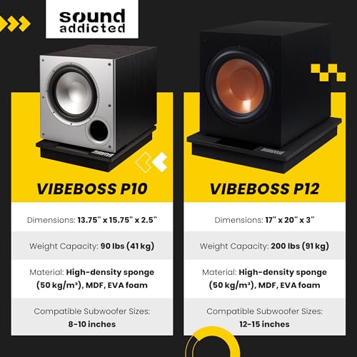 VibeBoss P12 - Acoustic Isolation Platform Suitable for 12-15 inches Large Subwoofers (20'' x 17'' x 3'') - size: P12 - (20'' x 17'' x 3'')