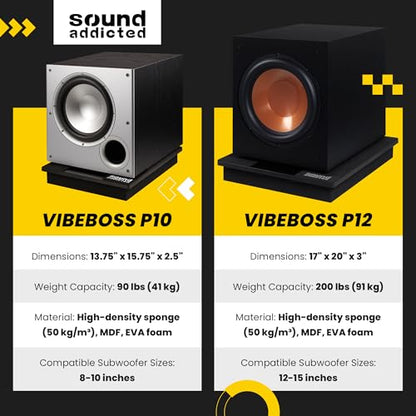 VibeBoss P12 - Acoustic Isolation Platform Suitable for 12-15 inches Large Subwoofers (20'' x 17'' x 3'') - size: P12 - (20'' x 17'' x 3'')