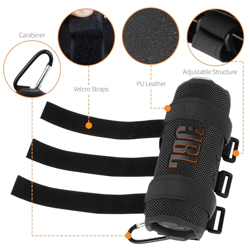 Portable Speaker Mount for Golf Cart Railing Bike or Boat, Waterproof Outdoor Adjustable Strap for Most Speakers (Black)