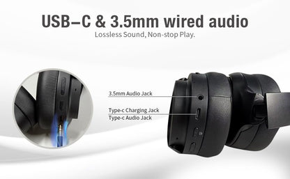 Hybrid Active Noise Cancelling Bluetooth Headphone, 40db Premium Overhead, 75H Playtime, Auracast, 5Mic Clear Call, USB-c &3.5mm Audio, Low-Latency, for TV Work Airplane (Beige) - color: Beige