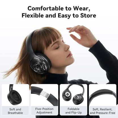 Bluetooth Over Ear Headphones Noise Cancelling 63H Long Playtime Foldable | 3 in 1 Over Ear Bluetooth Headphones Speaker with TF Card 6.0 Bluetooth 3D HiFi Stereo Sound for Music/Gaming/Outdoor Travel