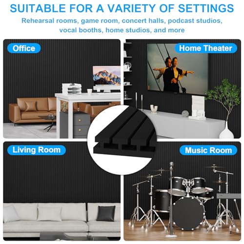 2 Pack Sound Proof Foam Panels for Walls, 48"×24"×2" Acoustic Foam Panels, High Density Black Sound Deadening Foam for Home Office Recoding Studio - color: 2Pack I-shaped