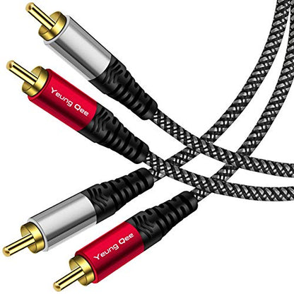 RCA Cable 20 ft, 2RCA Male to 2RCA Male Audio Stereo Subwoofer Cable Nylon-Braided Auxiliary Audio Cord for Home Theater, HDTV, Amplifiers, Hi-Fi Systems,Speakers (20FT/6M) - size: 20 ft