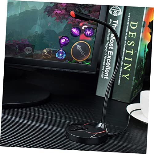 Hemoton Portable Microphone Stand Gooseneck Round Base Desktop Bracket for Online Meetings and Broadcasts Black Version