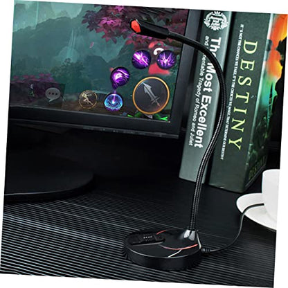 Hemoton Portable Microphone Stand Gooseneck Round Base Desktop Bracket for Online Meetings and Broadcasts Black Version