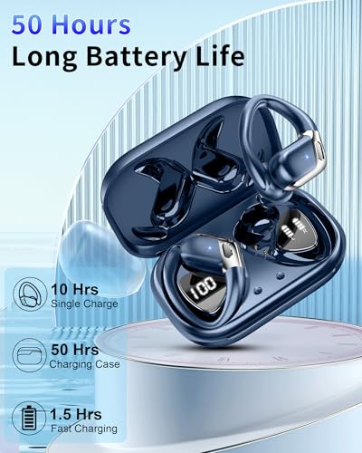 2026 Ear buds Wireless Earbuds, Bluetooth 5.4 headphones Sport 50 Hrs | Noise Cancelling Running Headphones, Over Ear Earbuds with Ear Hooks, Bluetooth Earphones with IP7 Waterproof for Android/iOS - color: Green