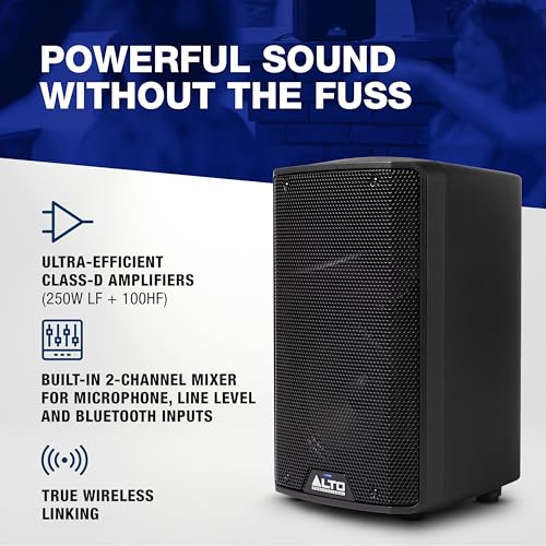 Alto TX410 350W 10" Powered PA Speaker | TWS Bluetooth, 2-Channel Mixer, and Monitor Mode for Bands, DJs, Rehearsals, and Venues - size: 10" PA Speaker