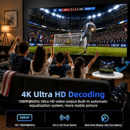 [328FT Long Range & 4K Decode] Wireless HDMI Transmitter and Receiver Wireless Display Adapter for Laptop PC TV Projector Instant Pairing Plug & Play Low Latency Video Audio for Office Presentation