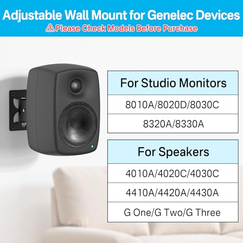 Metal Speaker Wall Mount for Genelec Speaker Mount - Tilt & Swivel Studio Monitor Wall Mount for Genelec G1 G2 G3 8010 8020 8030 8320 8330 And More Studio Monitor Mount with Hardware Kit, 2 Pack - style: 2 Pack