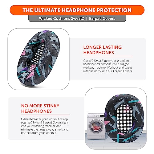 WC SweatZ XM5 - Patented Earpad Sweat Covers for Sony WH1000XM5 by Wicked Cushions | Full 360 Earpad Protection | Sweatproof & Easily Washable | 90's Black - color: 90's Black