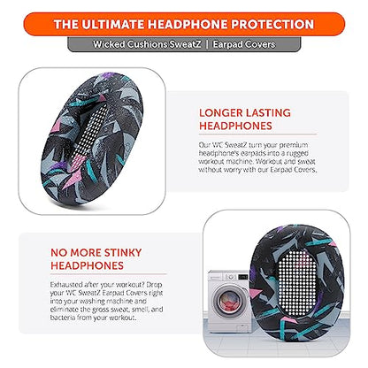 WC SweatZ XM5 - Patented Earpad Sweat Covers for Sony WH1000XM5 by Wicked Cushions | Full 360 Earpad Protection | Sweatproof & Easily Washable | 90's Black - color: 90's Black