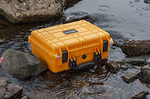 MEIJIA All Weather IP67 Waterproof Hard Camera Case,Hard Protective Case,Hard Case with Customizable Foam,Fit Use of Drones,Camera,Equipments,Pistols(Yellow,15.98x12.99x6.85inches) - color: Yellow, size: 15.98x12.99x6.85inches