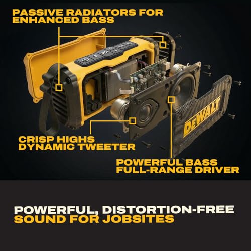 DEWALT Heavy Duty Magnetic ToughSound Pro Bluetooth Speaker – 22W | Jobsite Portable Speaker w/Built-in Magnets, IP67 Dust & Waterproof, 14H Runtime, Auracast Multi-Speaker Linking & EQ Modes