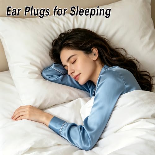 45dB Reusable Silicone Noise Reduction Ear Plugs | For Sleeping, Concerts, Airplane Travel, Side Sleepers, 6 Replacement Ear Tips, Obsidian Color