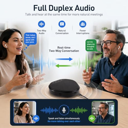 USB Speakerphone for PC, Conference Speaker and Microphone, Plug and Play, AI Noise Reduction and Echo Cancellation, Touch Controls, One-Tap Mute, LED Indicator, for Computer Desktop