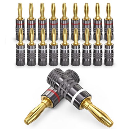 10-Pairs/20-PCS Banana Plugs, Gold Plated Banana Plugs Connectors for Speaker Wire Compatible with Wall Plate, Audio/Video Receiver, Amplifier, Home Theater, Sound System (Red + White) - size: 10 Pairs