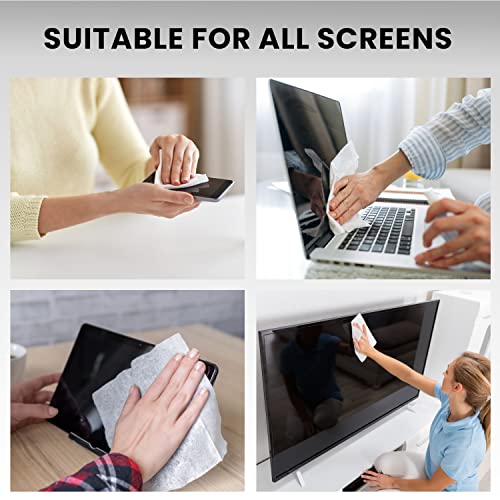 Electronic Wipes Streak-Free Screen Cleaner, TV Screen Cleaner for Smart TV, Screen Wipes Computer Cleaner, TV Cleaner for Electronics: Laptop, Car Phone, iPad | Microfiber Cloth Included [160 Wipes] - size: 40 Count (Pack of 4)