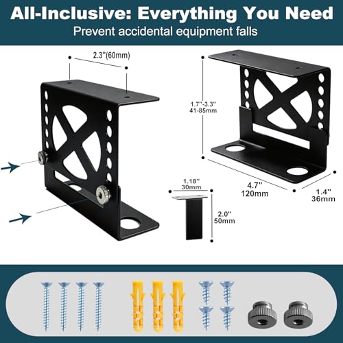 Upgraded Adjustable Under Desk Mini PC Bracket, Universal Adjustable Mount, CPU Holder for Mac mini M4 & Small PCs – 6-Level Height (1.8–3.3"), Heavy-Duty Metal, Space-Saving Under Desk Mount - size: Medium