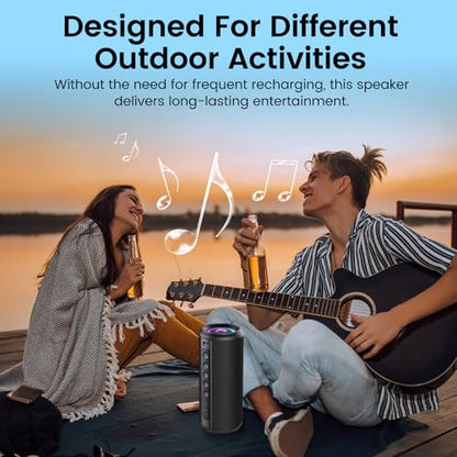 Portable Bluetooth Speaker, 2026 Bluetooth 5.4 Wireless Speaker with 20W HD Loud Stereo Sound, TWS Pairing, 20H playtime, RGB Lights, IP7, Built-in Mic, for Outdoor, Home, Beach, Party, Gift, Black - color: Dark Black