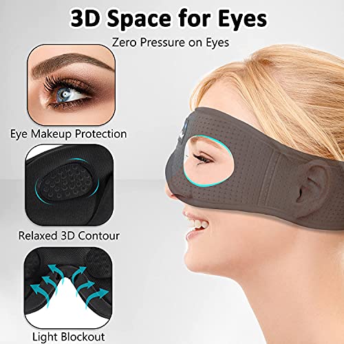 LC-dolida Sleep Mask with Bluetooth Headphones,Sleep Headphones Bluetooth Sleep Mask 3D Sleeping Headphones for Side Sleepers Best Gift and Travel Essential (Elegant Black) - color: Elegant Black
