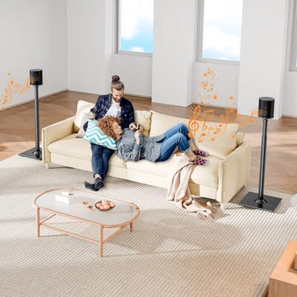 ELIVED Speaker Stands Pair for Sonos Era 100 and Sonos One, One SL, Play:1 | 35"- 43.4" Height Adjustable Speaker Stand for Surround Sound, Cable Management, Tempered Glass Base, 11 LBS Loading - size: For Sonos Era 100