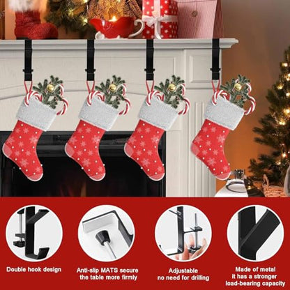 Clamp-On Under Desk Headphone Holder Backpack Hook Students' Desk Hook with Adjustable Arm Clamp Women's Bag Handbag and Christmas Stockings Holder Hanger (4 Black, 4) - style: 4 Black