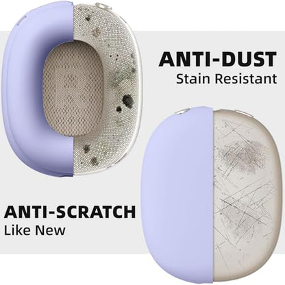 Lerobo Ear Covers for AirPods Max, Soft Silicone Earcup Case/Anti-Scratch Earpad Cover/Headband Cover, Soft Silicone Accessories Protective Cover for Apple AirPod Max 2024/2020, Lightpurple - color: LightPurple