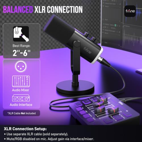 FIFINE AmpliGame AM8 USB/XLR Dynamic Microphone for Gaming Streaming - color: Black