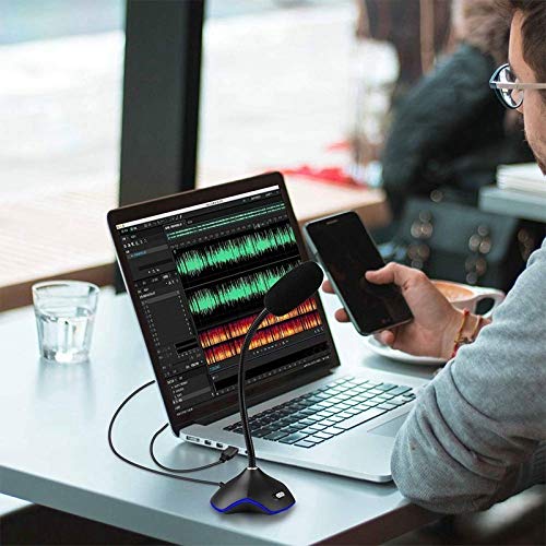 Microphone with LED Light for PC Computer Laptop Notebook Desktop Gaming Chatting Noise Reduction