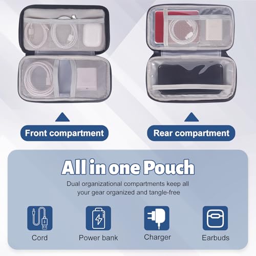 Electronic Organizer, Travel Cable Organizer Case - Compact 8-Pocket Pouch for Chargers, Cords & Tech Accessories (8.2x5.9x2 Inch)