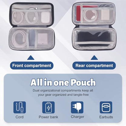 Electronic Organizer, Travel Cable Organizer Case - Compact 8-Pocket Pouch for Chargers, Cords & Tech Accessories (8.2x5.9x2 Inch)