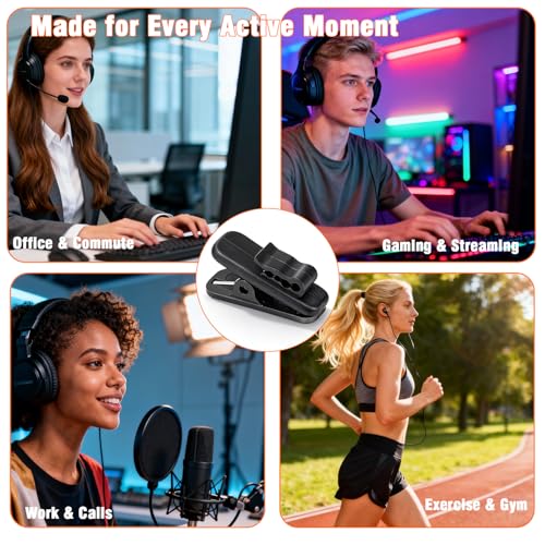 26 Pack Headphone Cable Clips, Anti-Slip Wire Holder for Earphone, Microphone, Earbud Cords - Clip to Shirt, Collar for Tangle-Free Music & Calls During Exercise, Work, Office